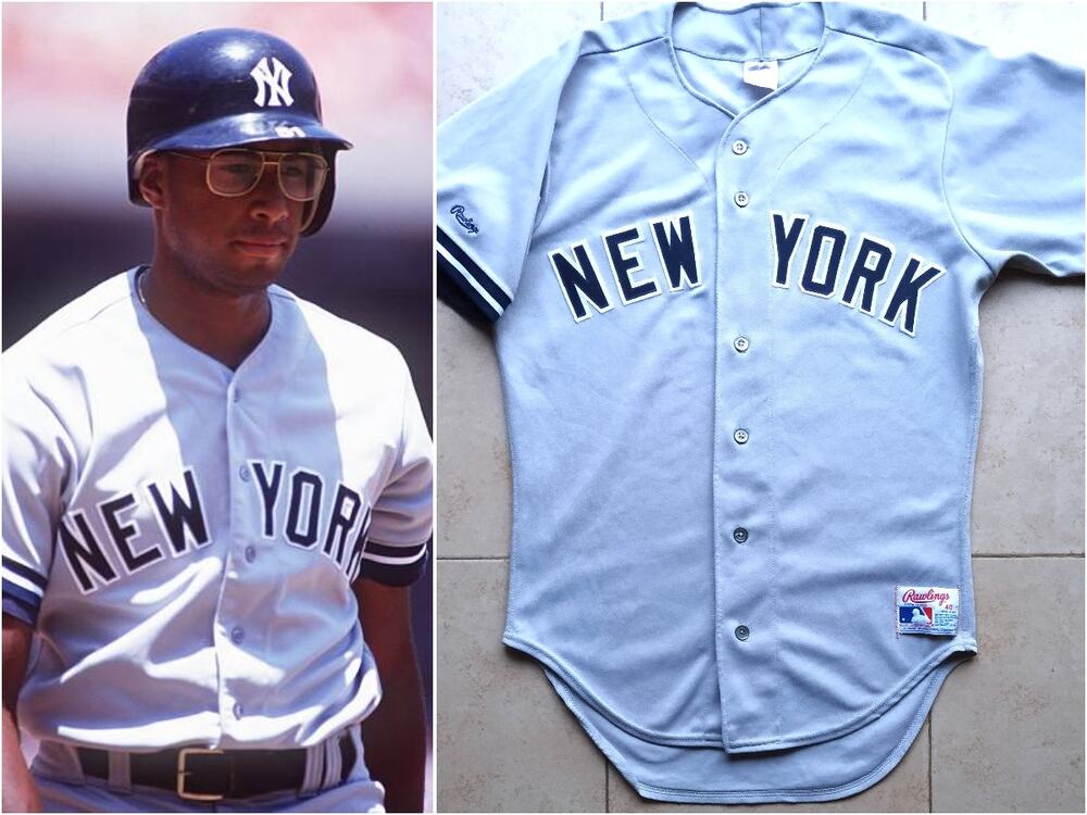 New York Yankees 90s RAWLINGS Authentic jersey 40 M gray road MLB baseball vtg